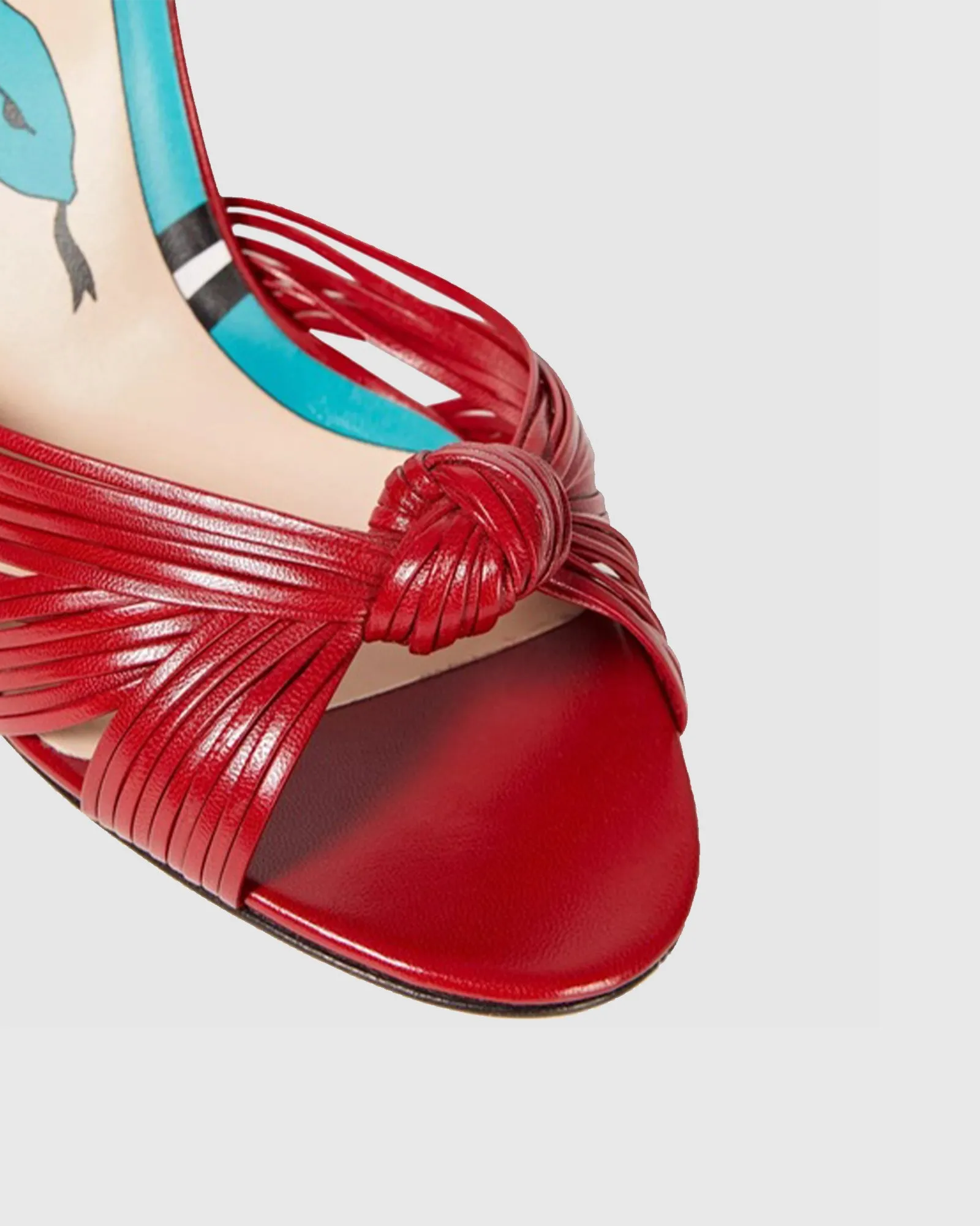 Asia Woven Leather Sandals In Red
