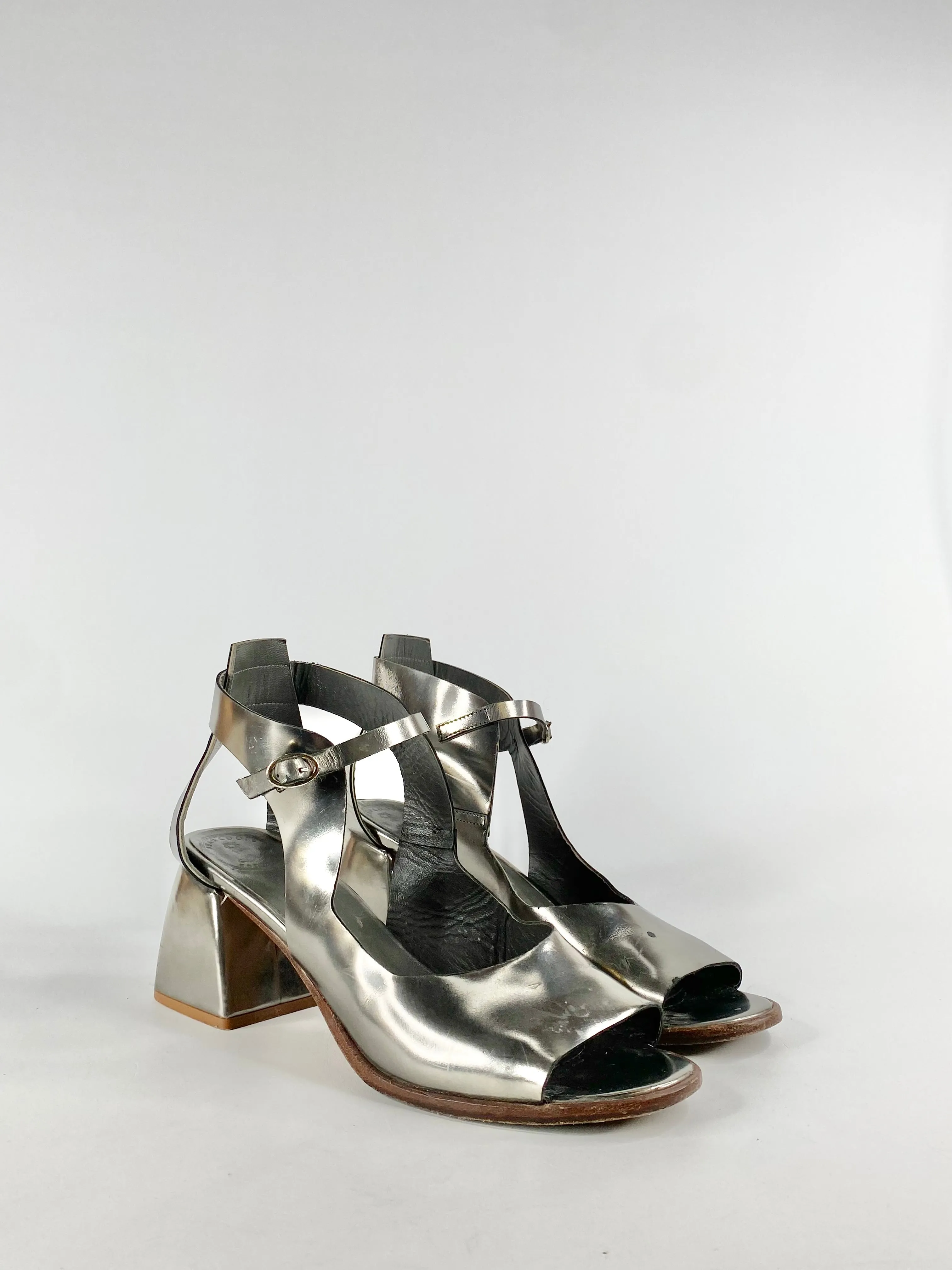 Beau Coops Silver Peep Toe Pumps - EU40
