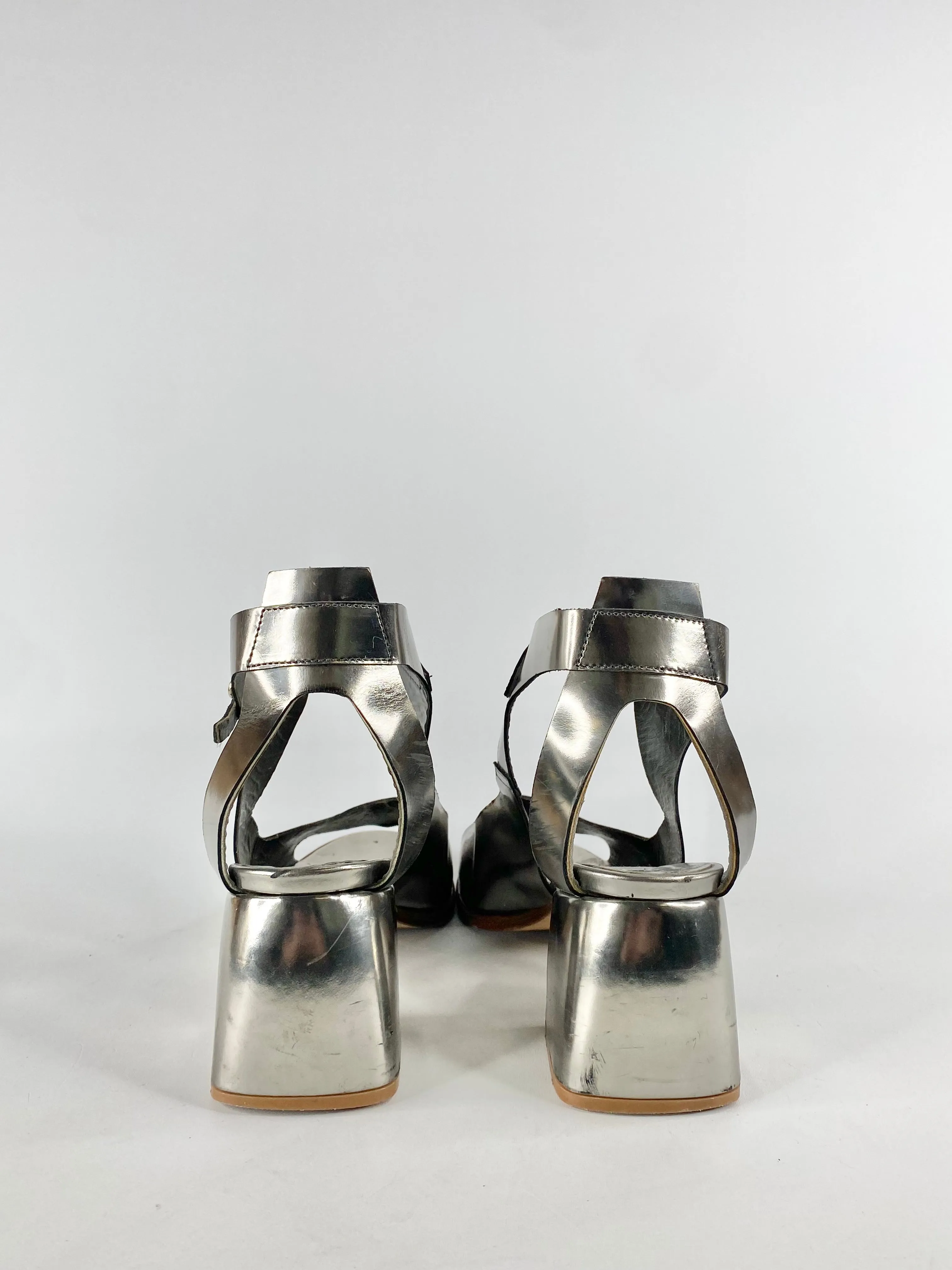 Beau Coops Silver Peep Toe Pumps - EU40