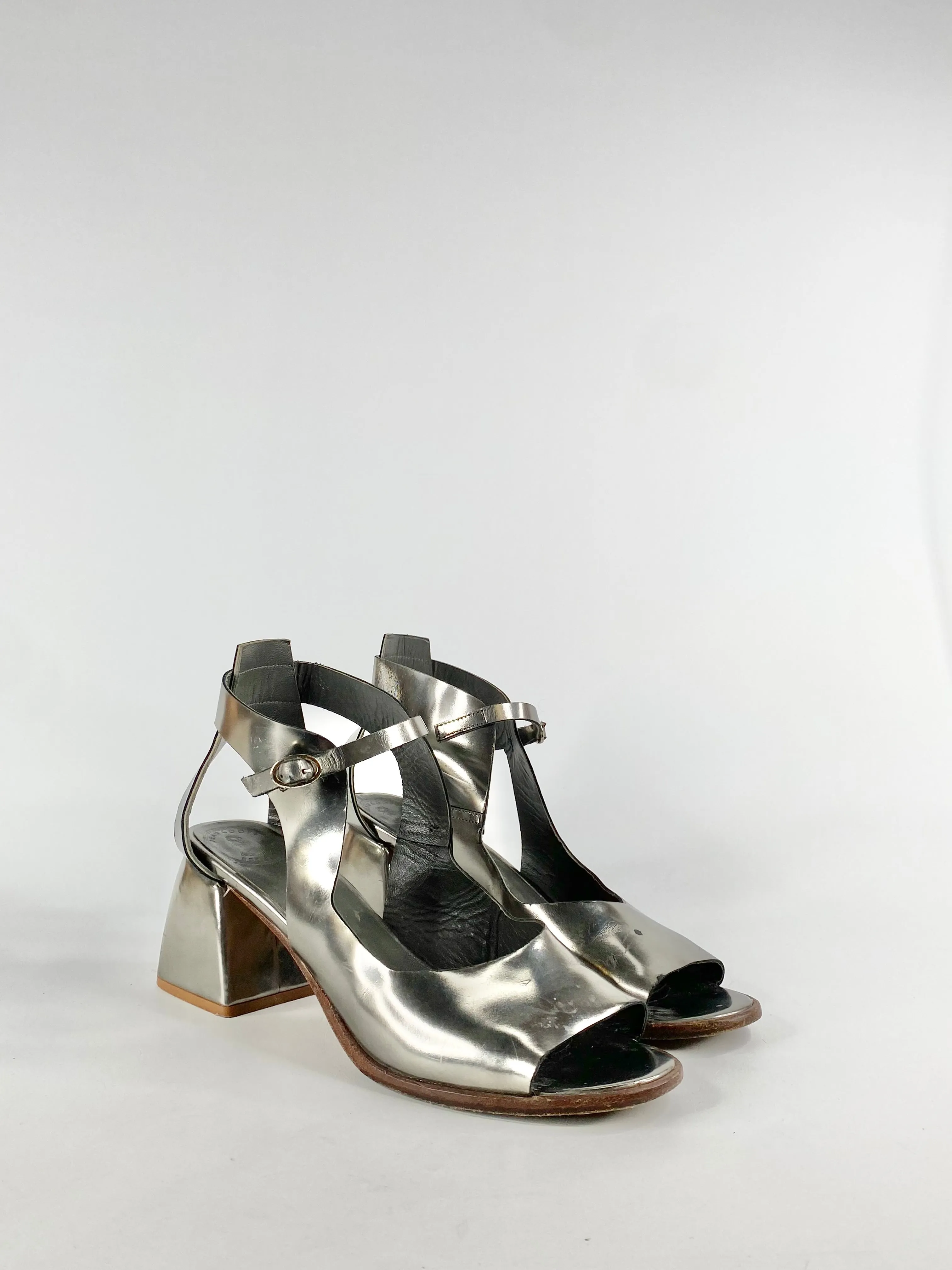 Beau Coops Silver Peep Toe Pumps - EU40