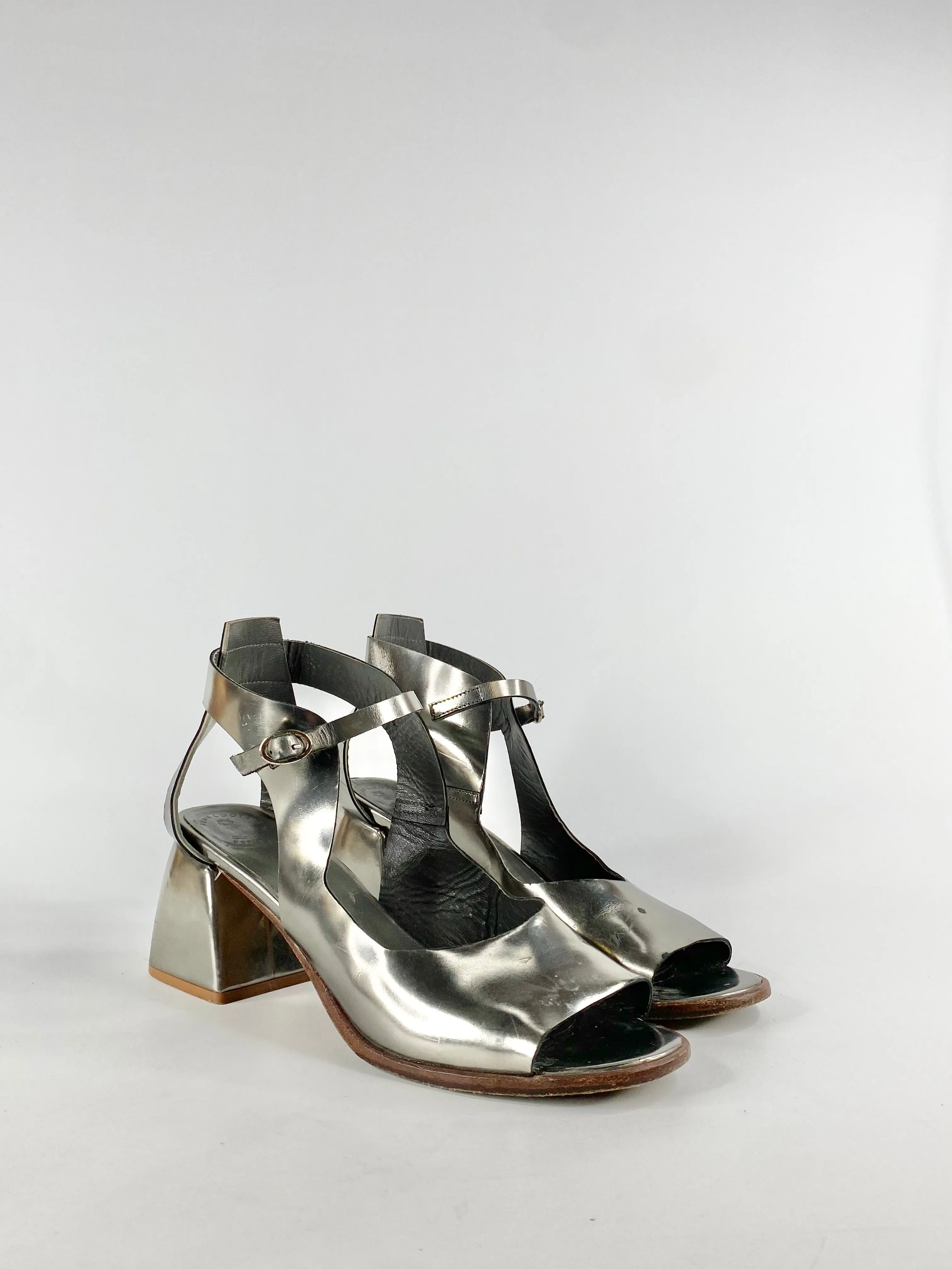 Beau Coops Silver Peep Toe Pumps - EU40