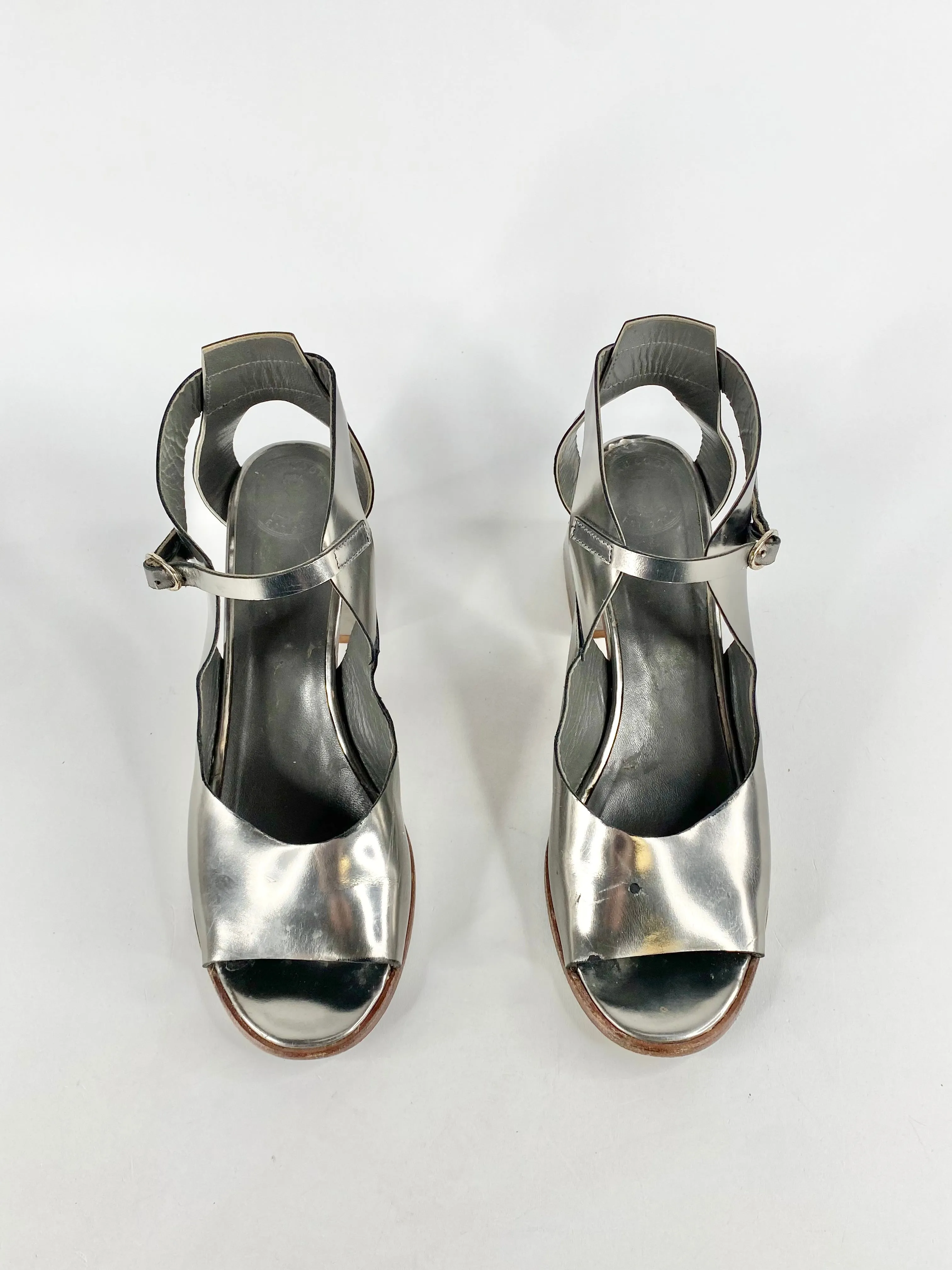 Beau Coops Silver Peep Toe Pumps - EU40