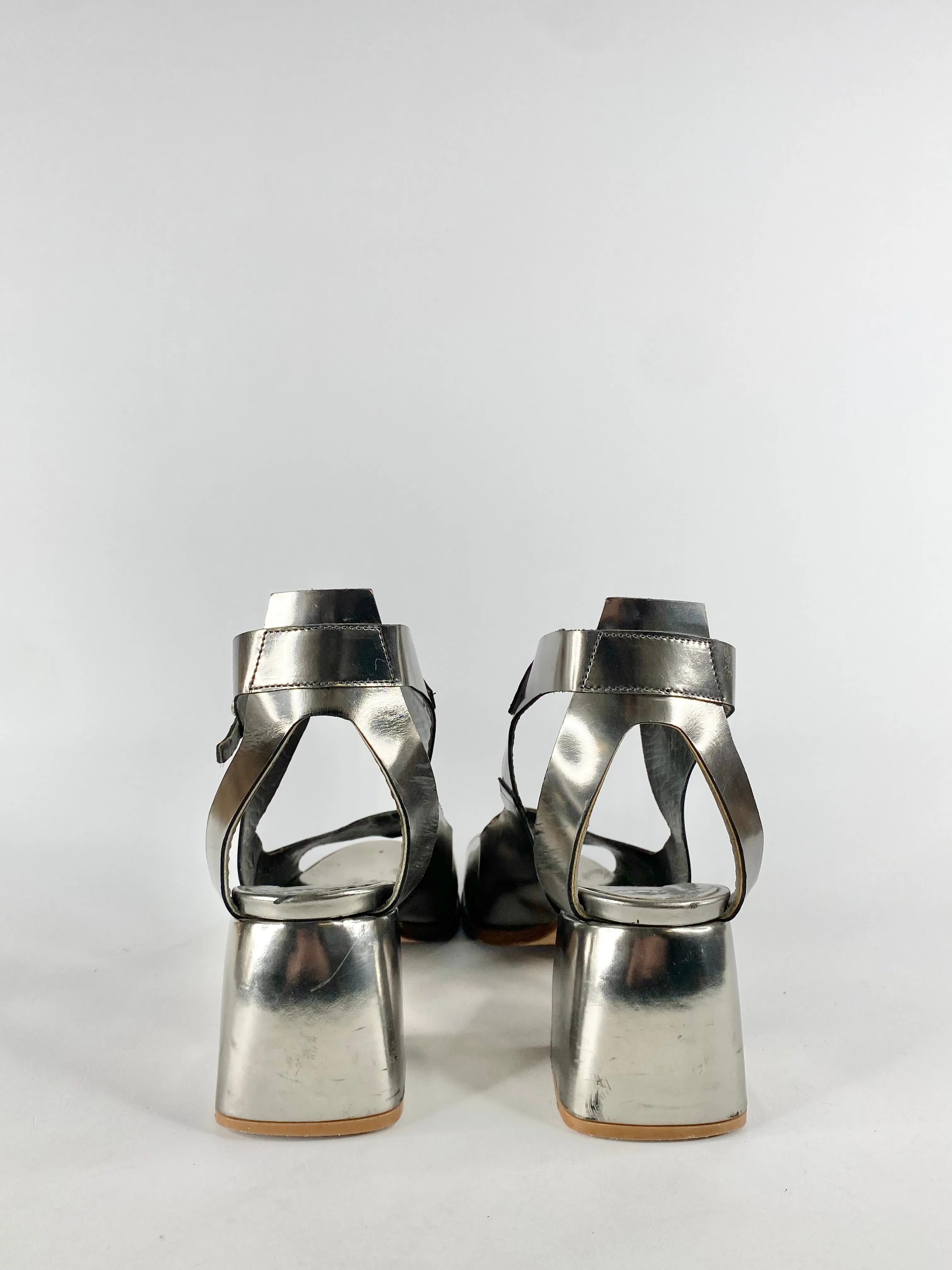 Beau Coops Silver Peep Toe Pumps - EU40