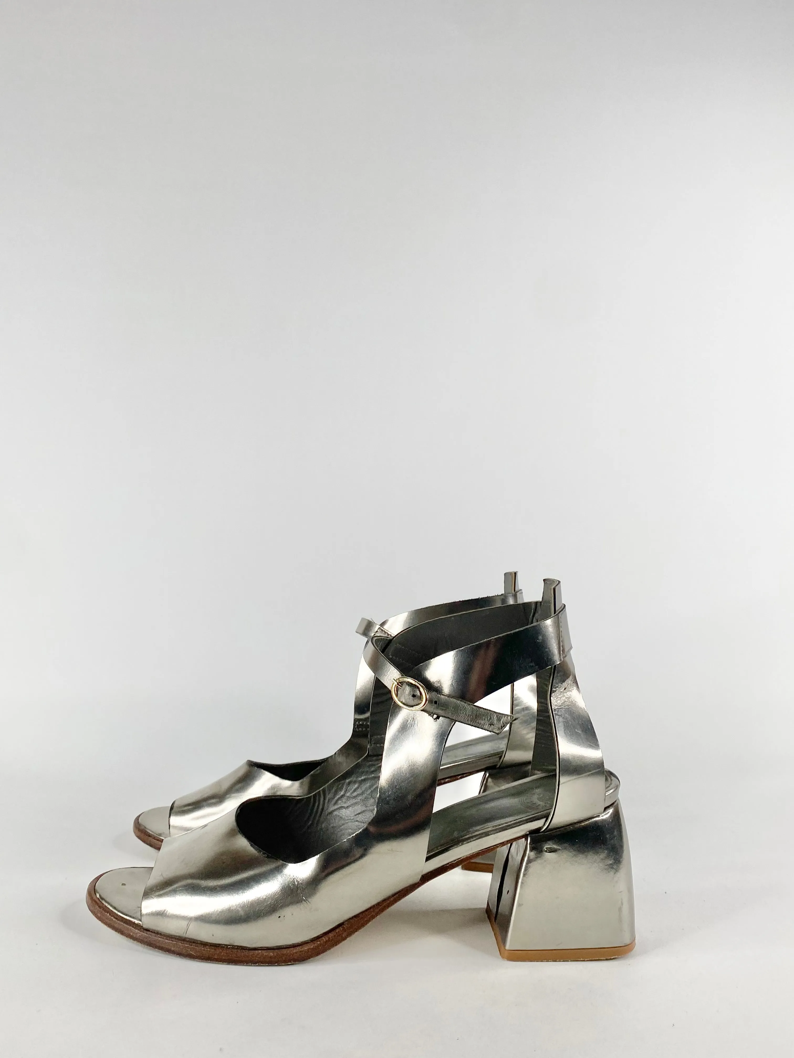 Beau Coops Silver Peep Toe Pumps - EU40