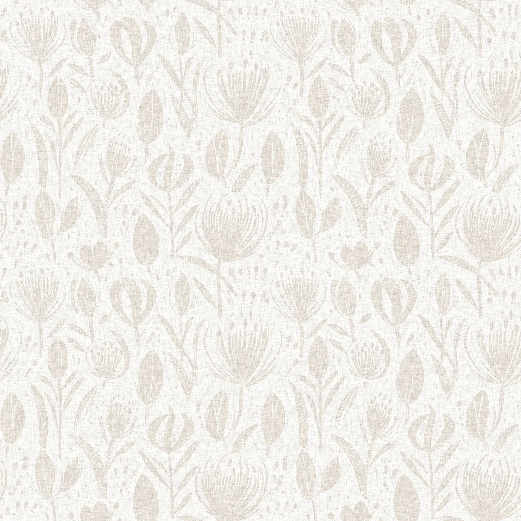 Boho Chic Neutral Floral Wallpaper – Modern Botanical Wallcovering