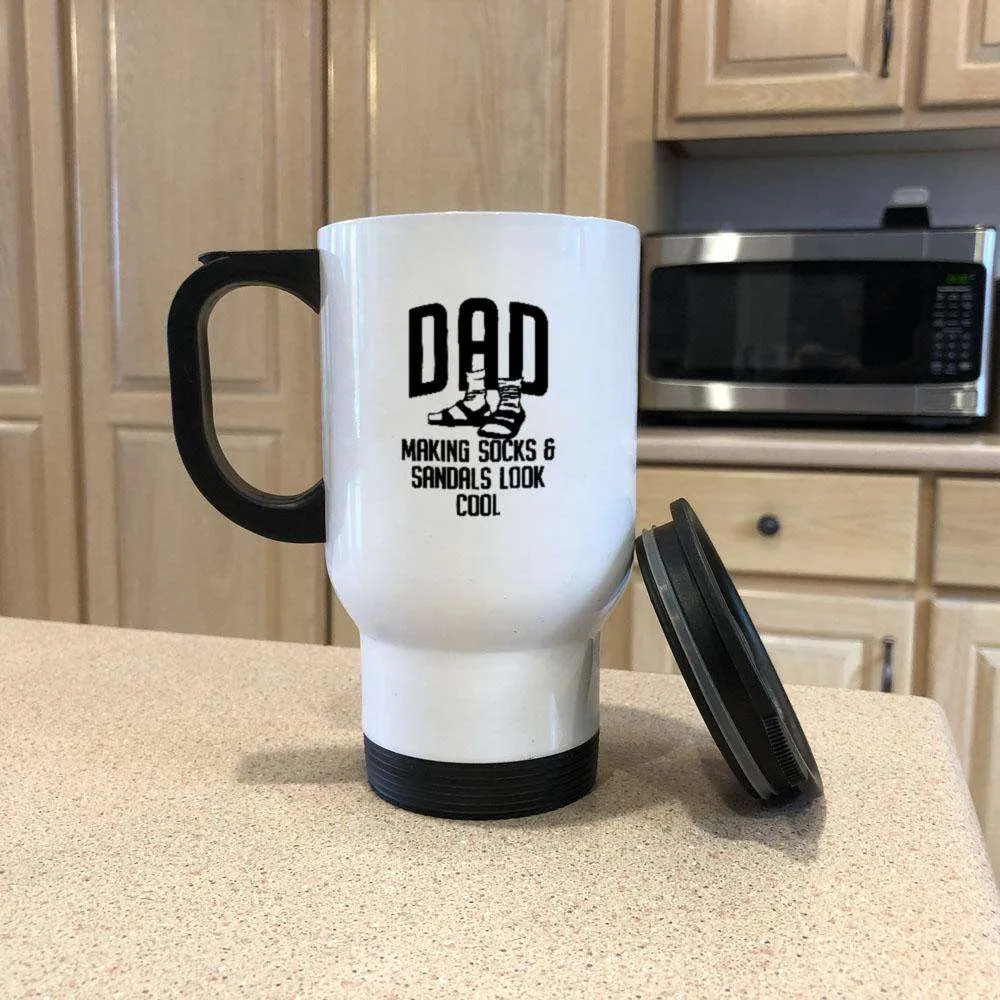 Dad Socks and Sandals  White Travel Mug