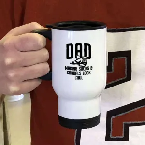 Dad Socks and Sandals  White Travel Mug