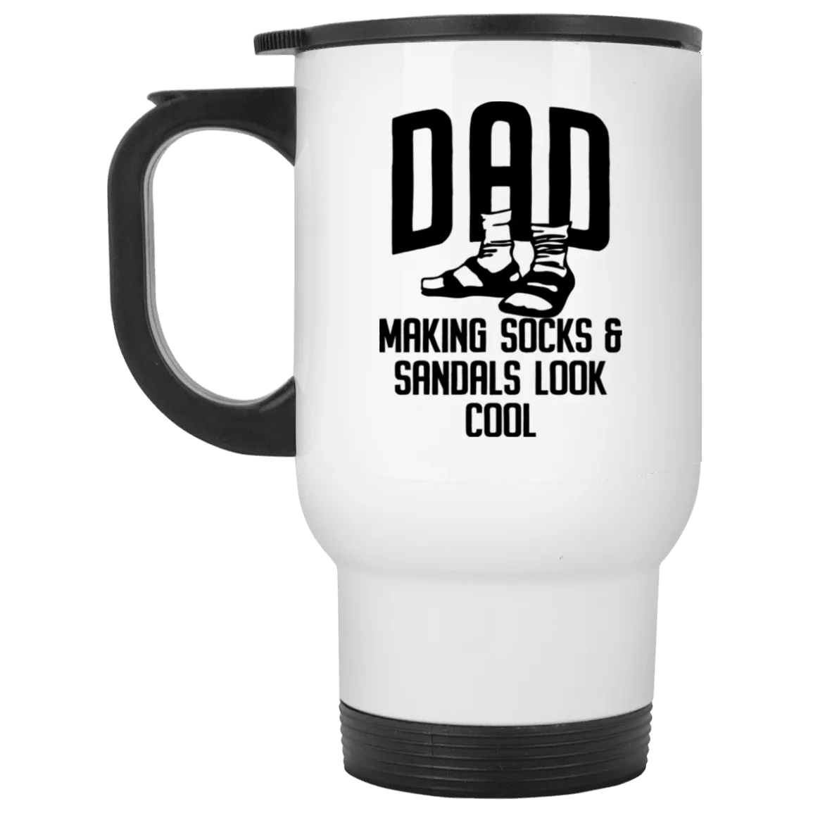 Dad Socks and Sandals  White Travel Mug