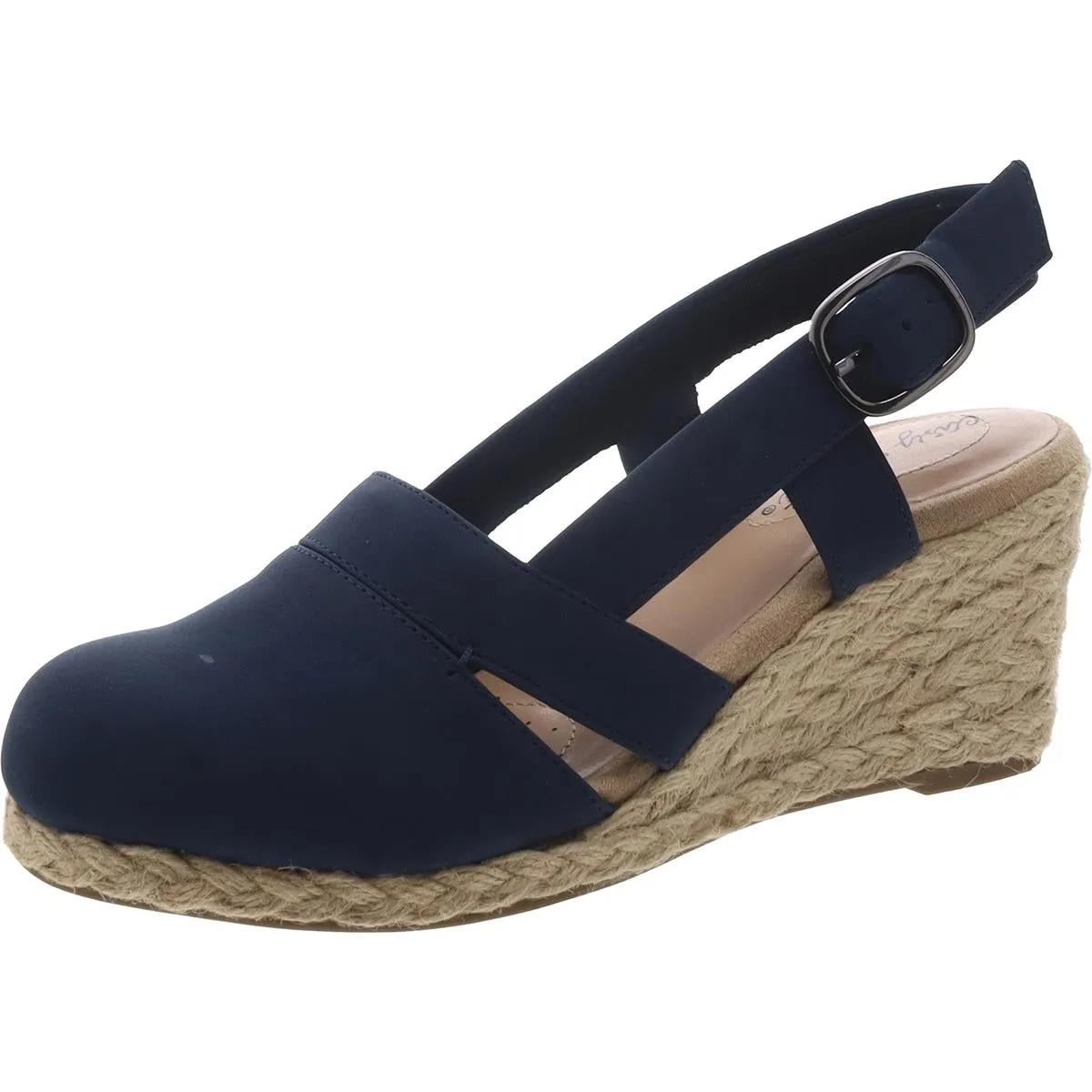 Easy Street Womens Stargaze Solid Ankle Strap Espadrilles