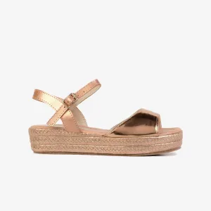 Girl's Magnesium Metallized Wedge Sandals