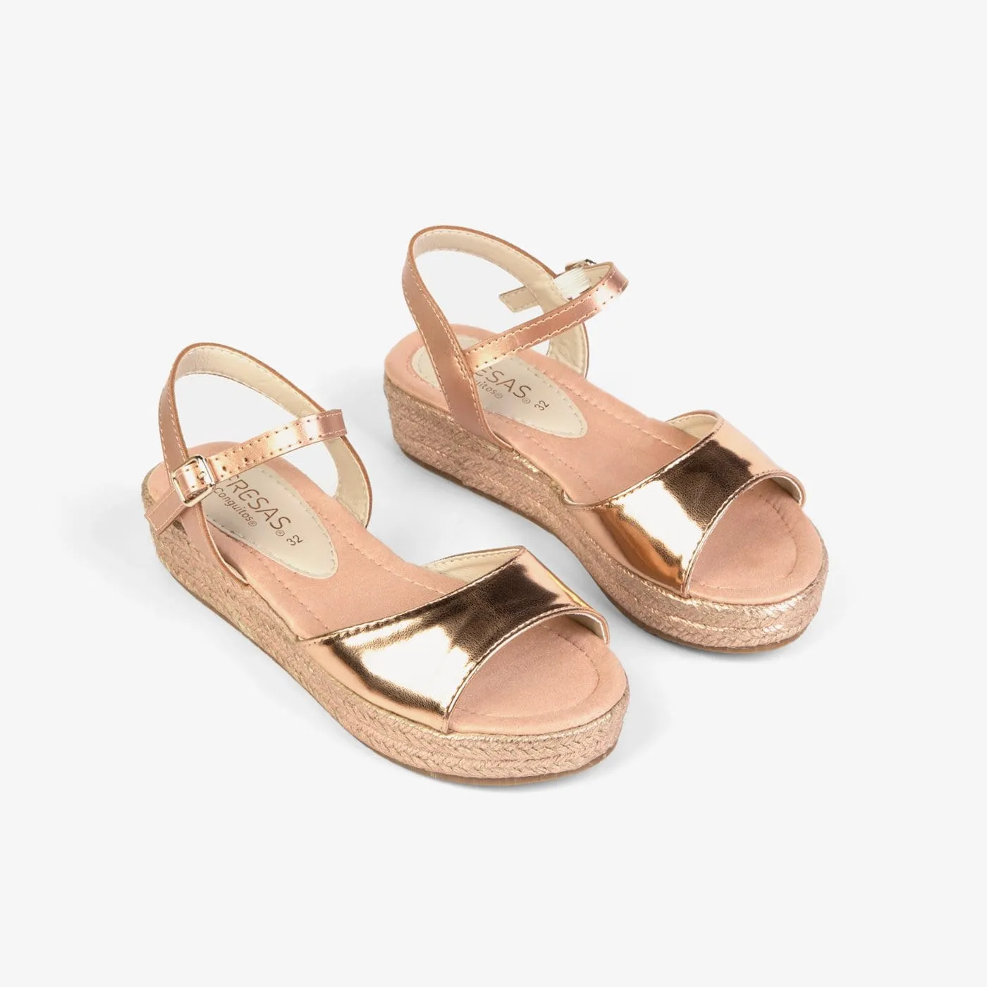 Girl's Magnesium Metallized Wedge Sandals