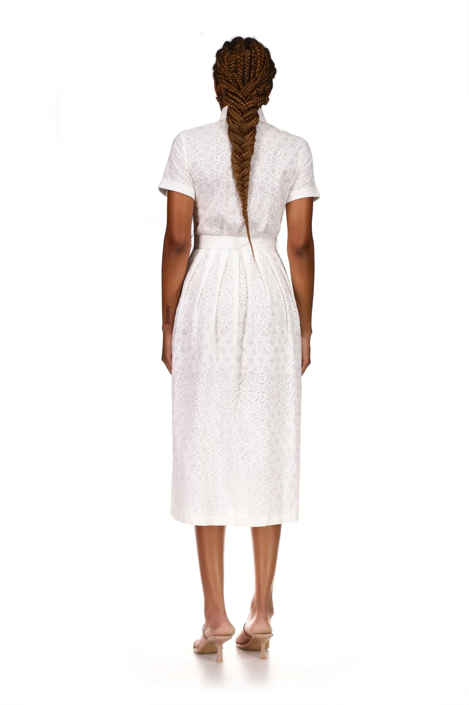 Kristin Heart Eyelet Button Down Dress