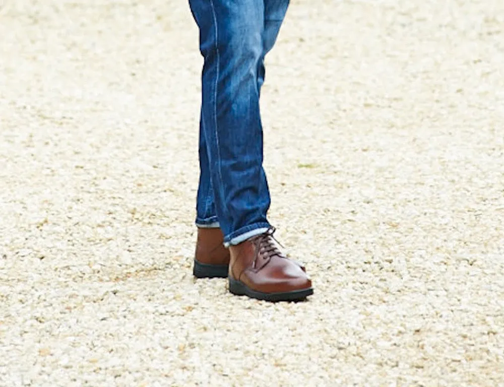 Mens Wide Fit Douglas Brown Leather Boots