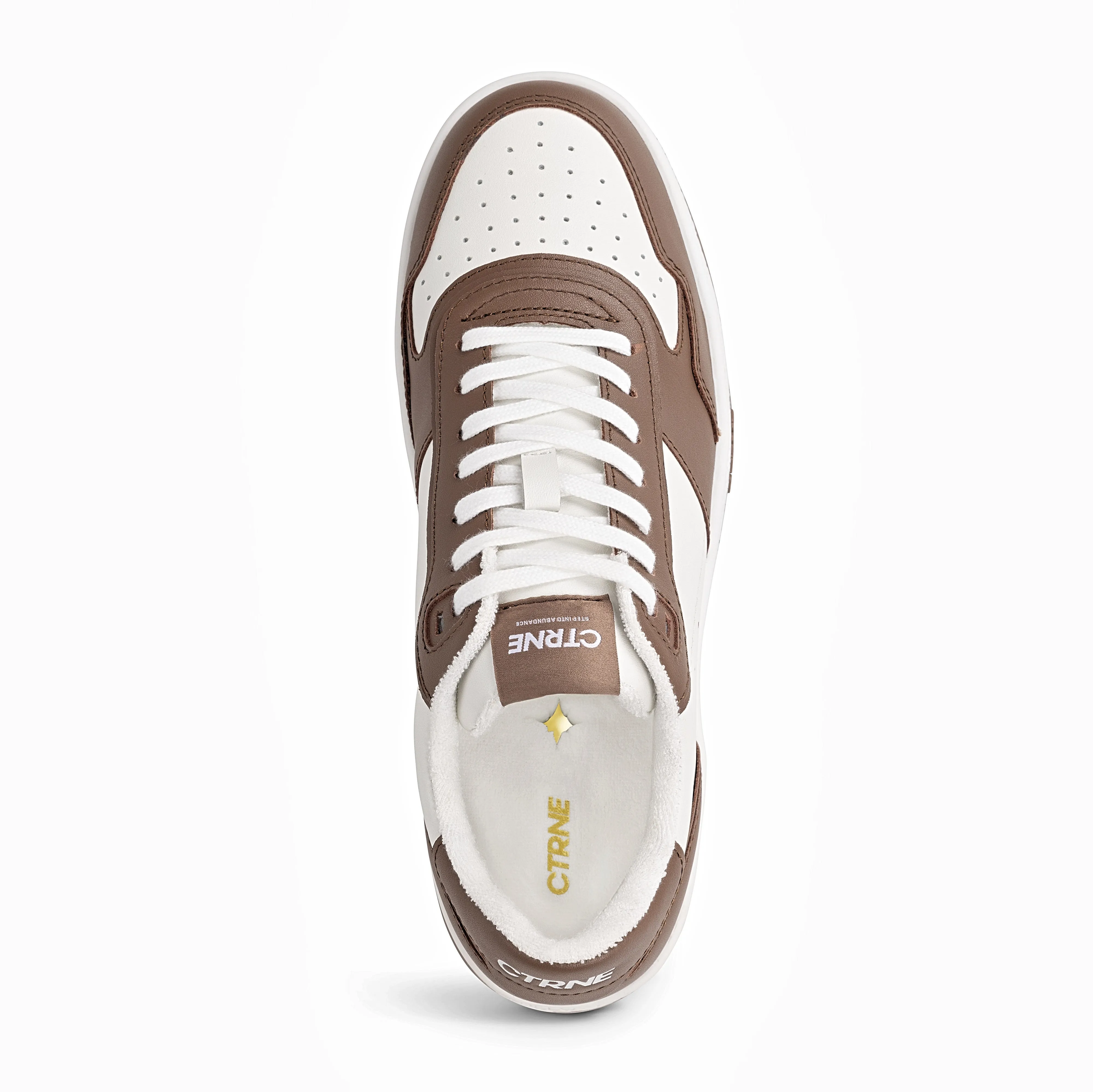 Orgonite Manifest Sneaker in White/Brown/Leather Ladies