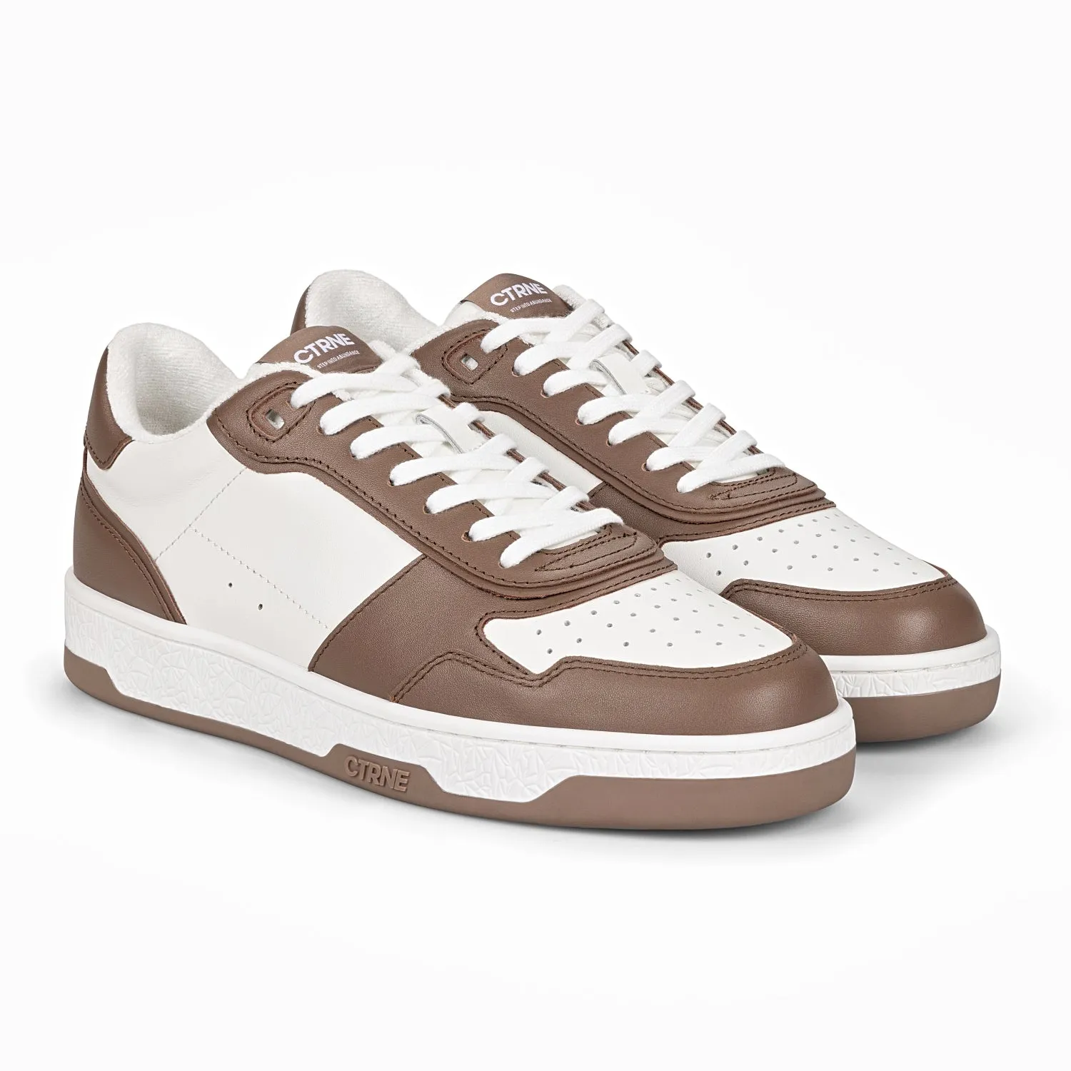 Orgonite Manifest Sneaker in White/Brown/Leather Ladies