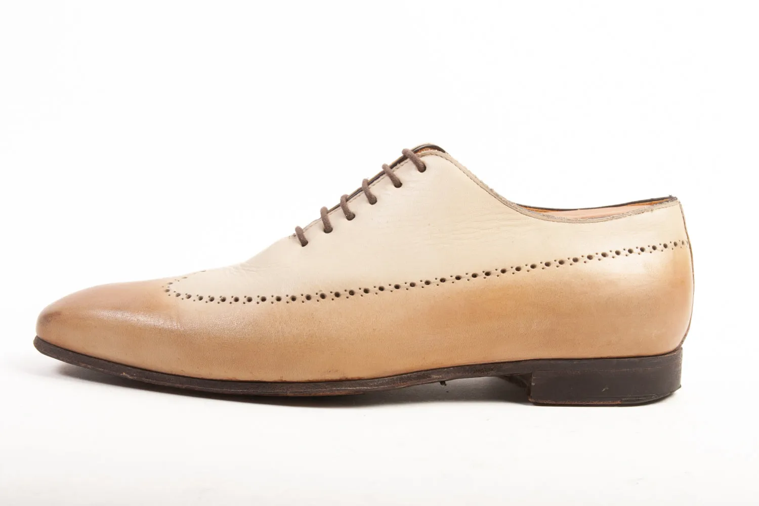 Pratesi Tan Whole Cut Leather Oxfords