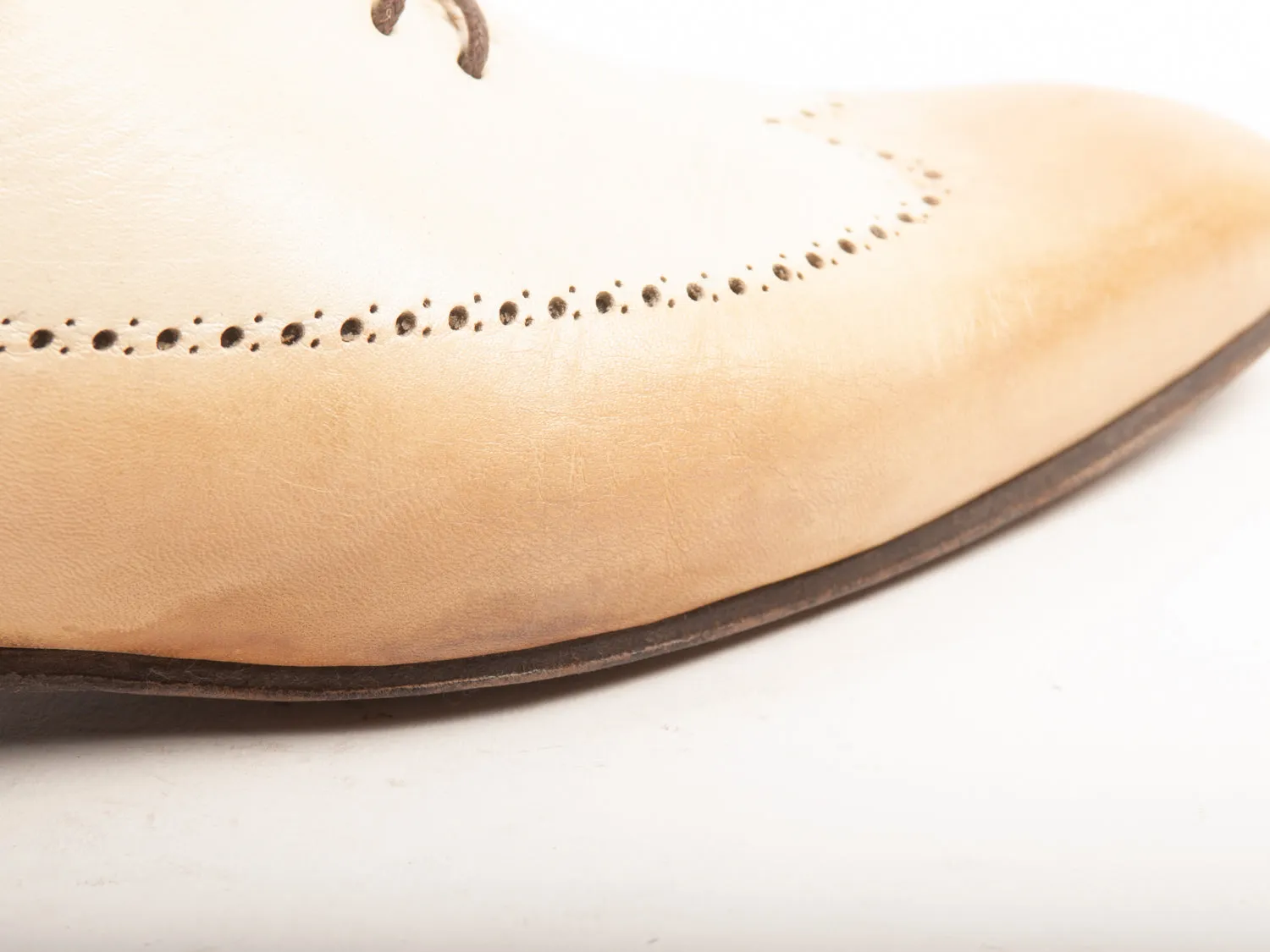 Pratesi Tan Whole Cut Leather Oxfords