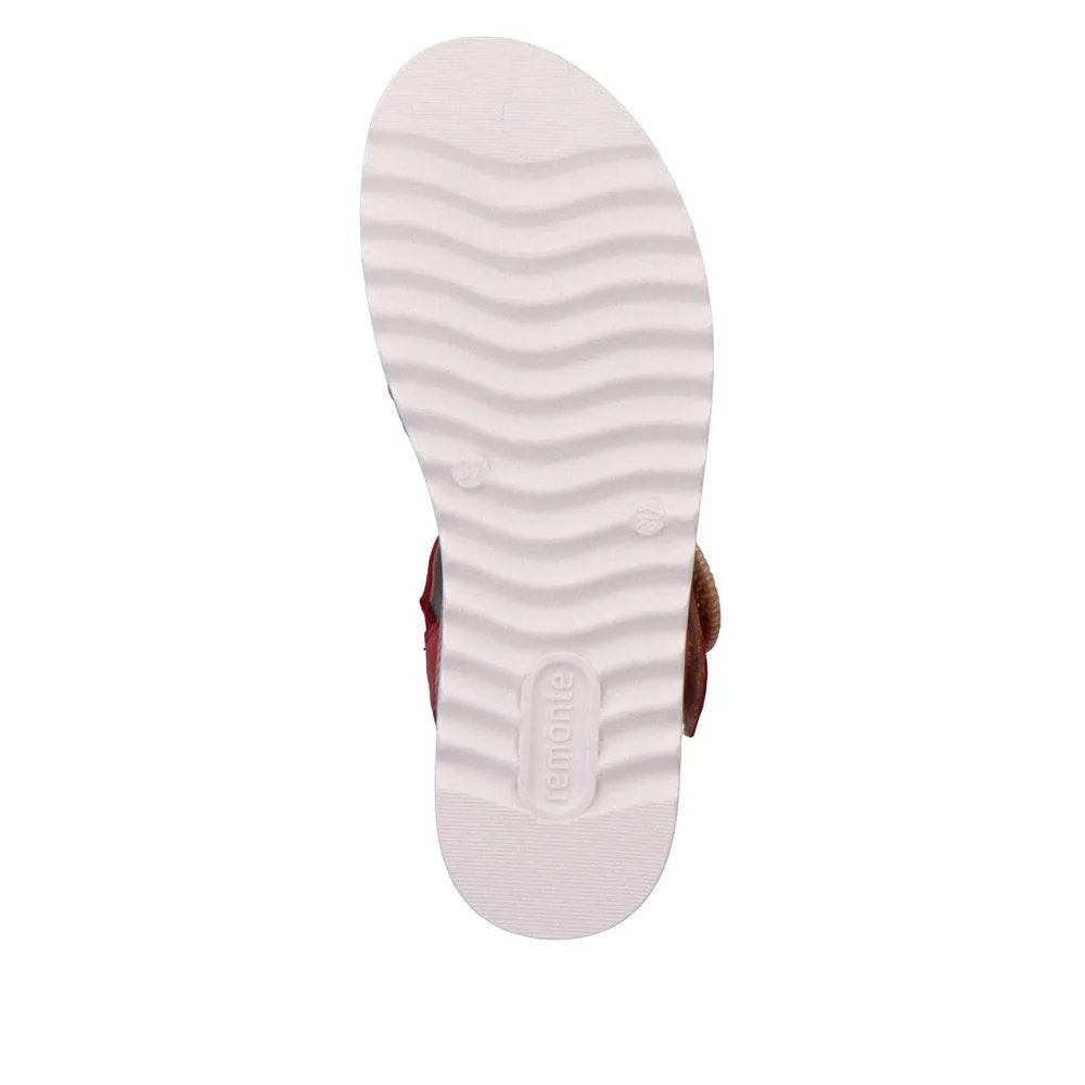 Remonte D0Q52-33 Ladies Red Leather Touch Fastening Sandals