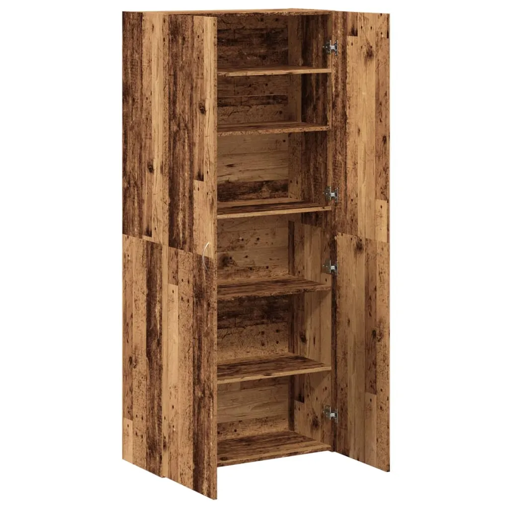 Shoe Cabinet Old Wood 80x35.5x180 cm Engineered Wood
