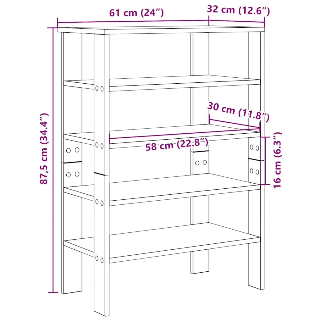 Shoe Rack White 61x32x87.5 cm Engineered Wood