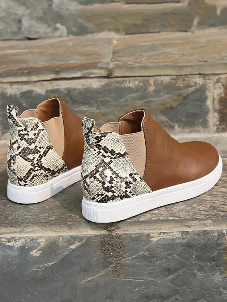 Snakeskin Patchwork PU Sneakers