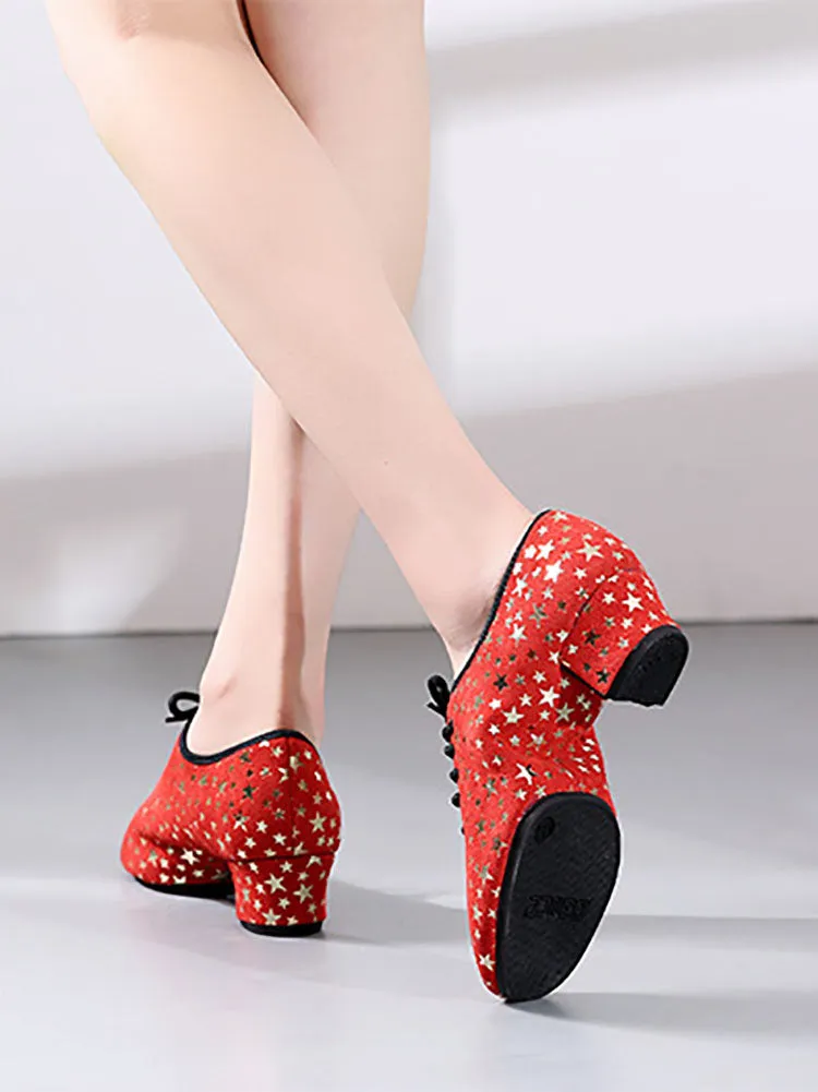 Suede Leather Star Pattern Latin Dance Outdoor Shoes