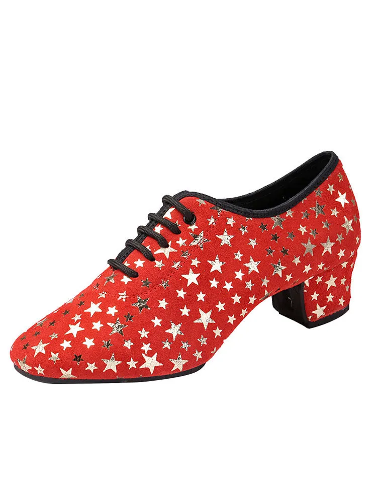Suede Leather Star Pattern Latin Dance Outdoor Shoes