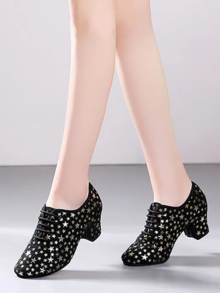 Suede Leather Star Pattern Latin Dance Outdoor Shoes