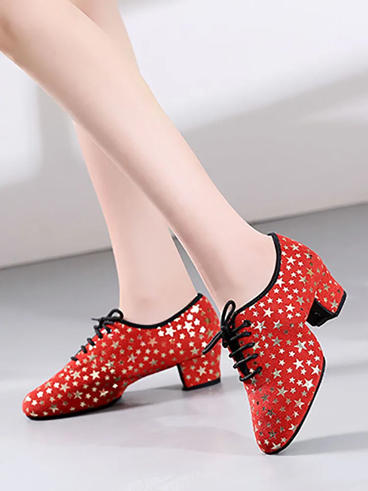 Suede Leather Star Pattern Latin Dance Outdoor Shoes