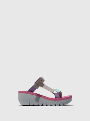 T-Strap Sandals YAKA037FLY GREY/MULTICOLOR/LILAC