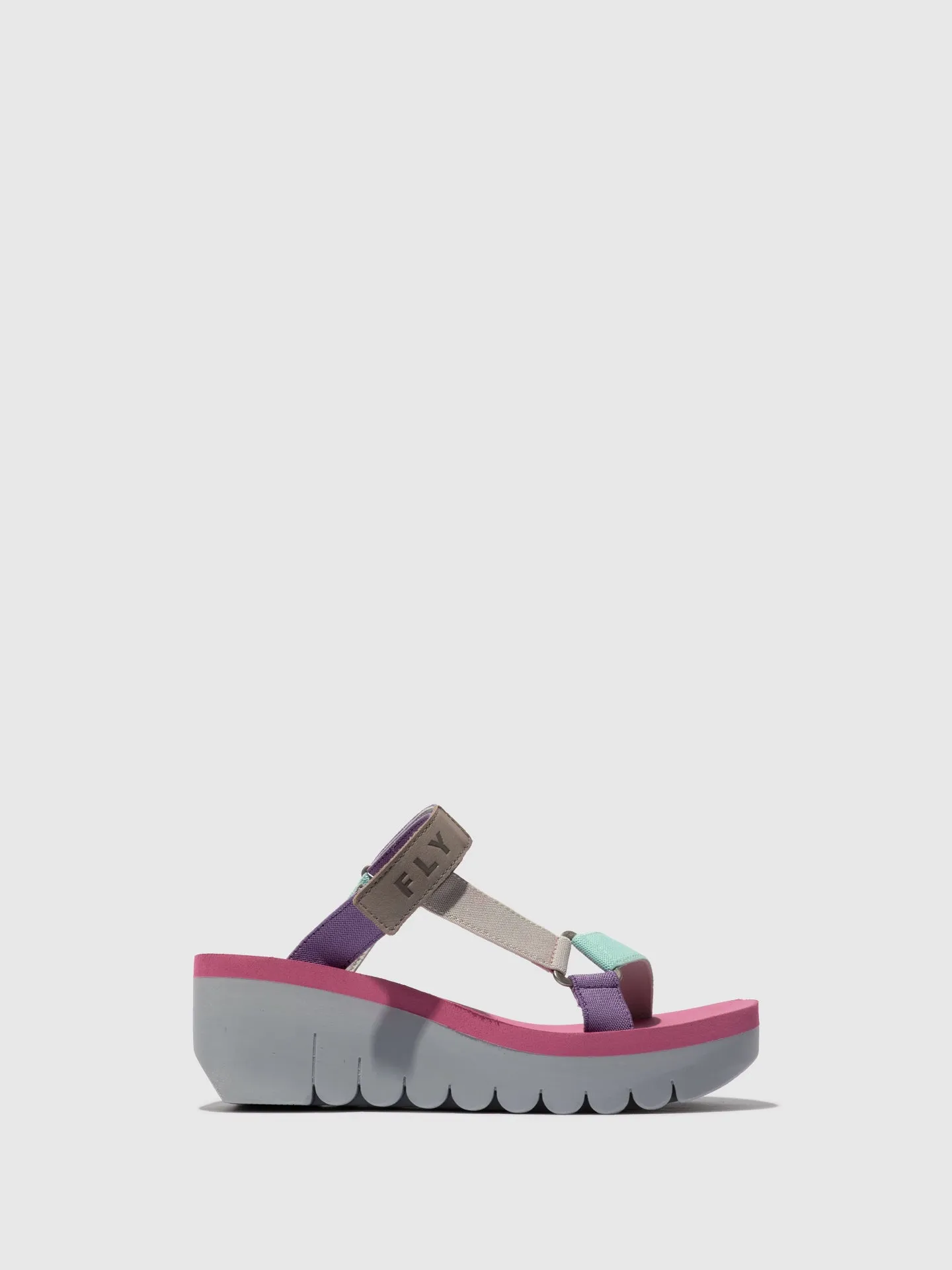T-Strap Sandals YAKA037FLY GREY/MULTICOLOR/LILAC