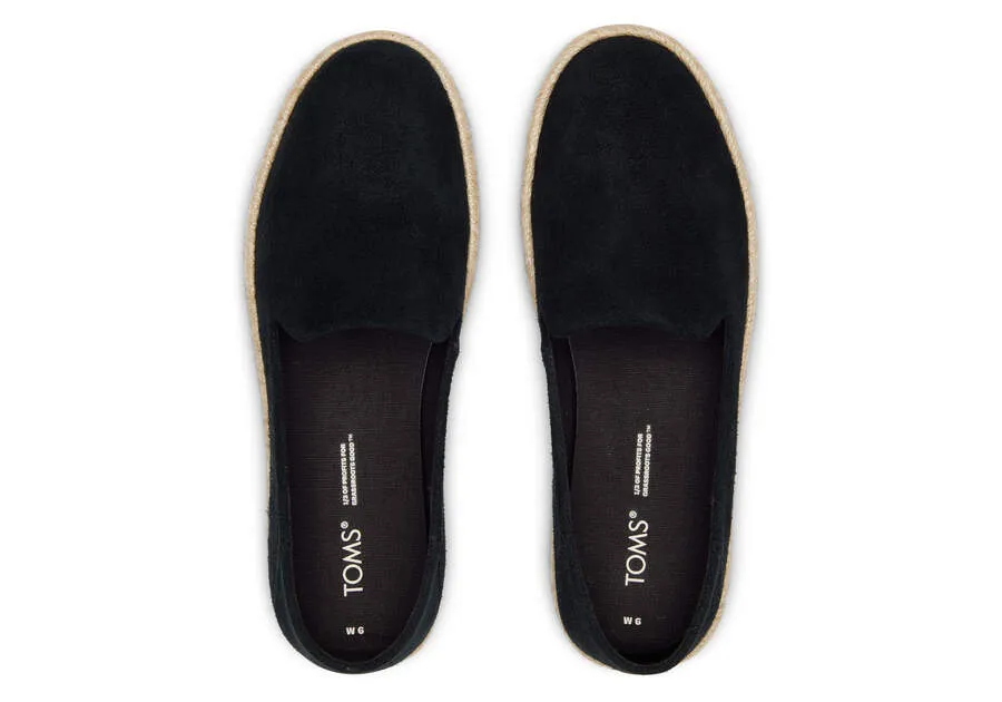 TOMS Womens Santiago Suede Espadrille - Black