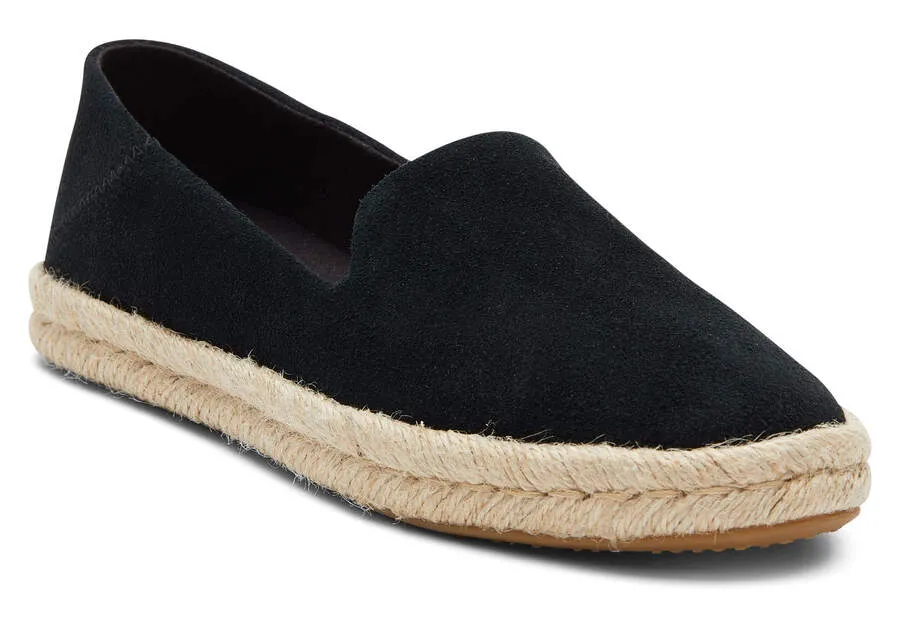 TOMS Womens Santiago Suede Espadrille - Black