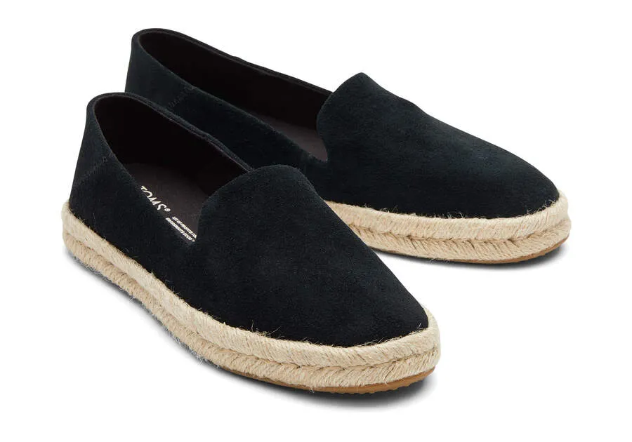 TOMS Womens Santiago Suede Espadrille - Black