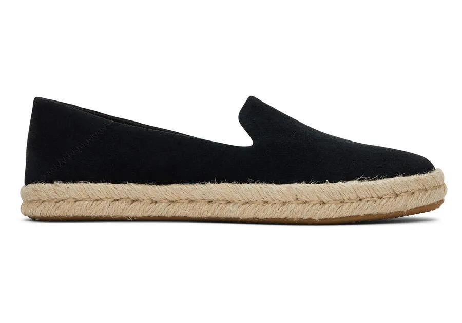 TOMS Womens Santiago Suede Espadrille - Black