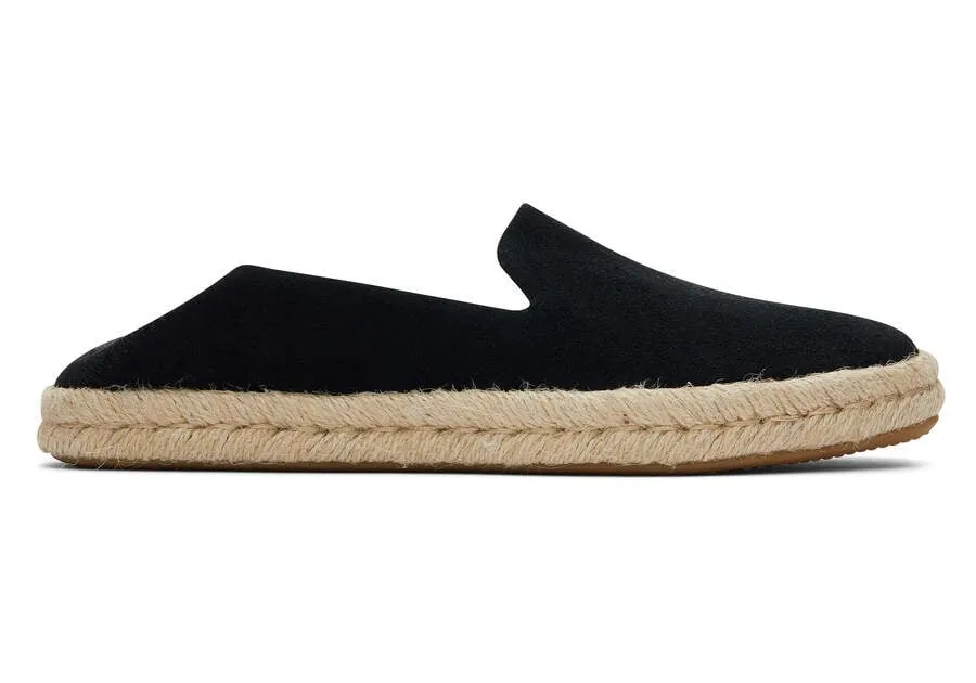TOMS Womens Santiago Suede Espadrille - Black