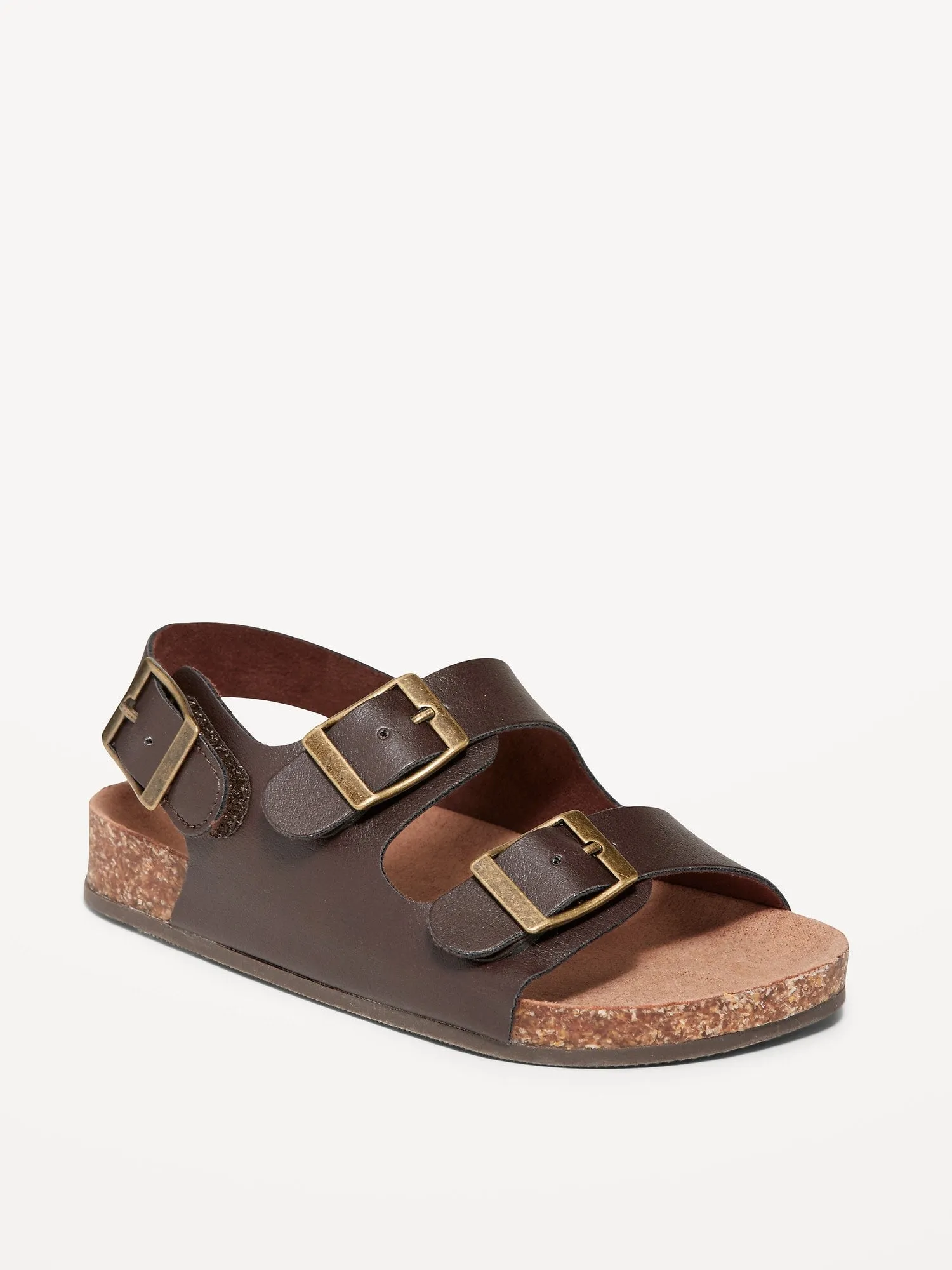 Unisex Faux-Leather Double-Buckle Sandals for Toddler