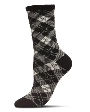 Women's Classic Diamond Overlay Cashmere Blend Crew Socks