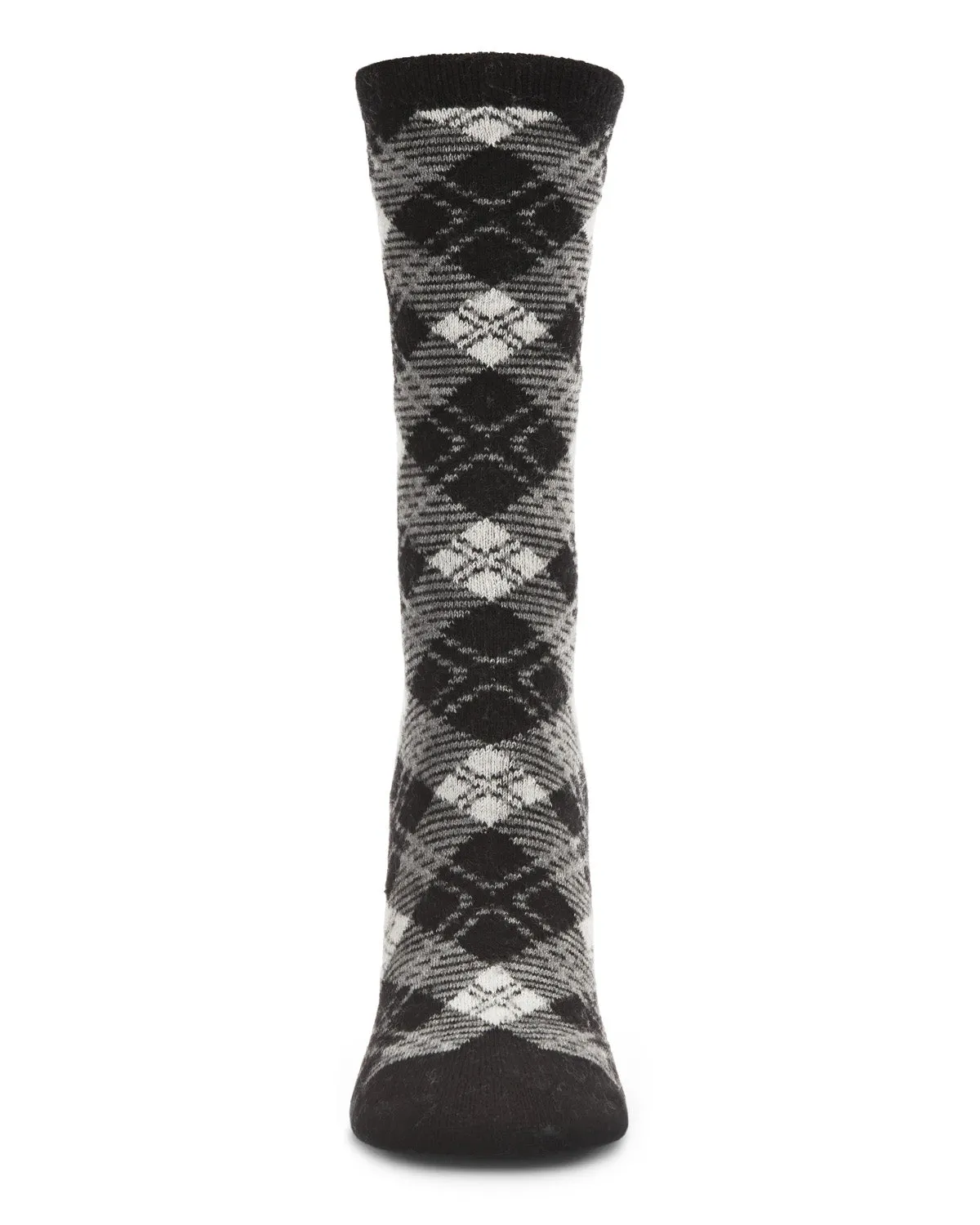Women's Classic Diamond Overlay Cashmere Blend Crew Socks