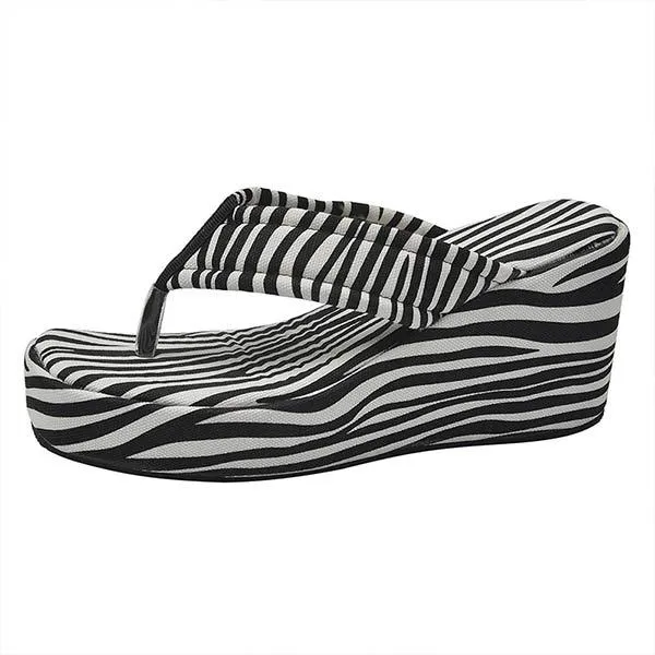 Women's Thick-Soled Slip-On Sandals with Toe Strap and Wedge Heel 41499710C