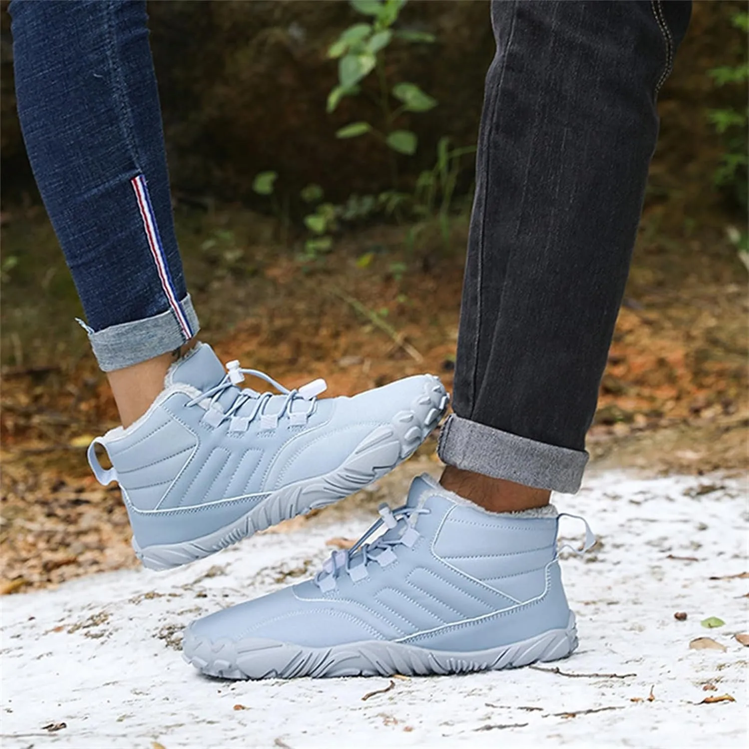 Work Boots for Men Cowboy Style Hiking Sneakers Shoes with Fur Lined Working Shoes for Women Wide Width Waterproof Platform Shoes Work Hike Grounded Footwear