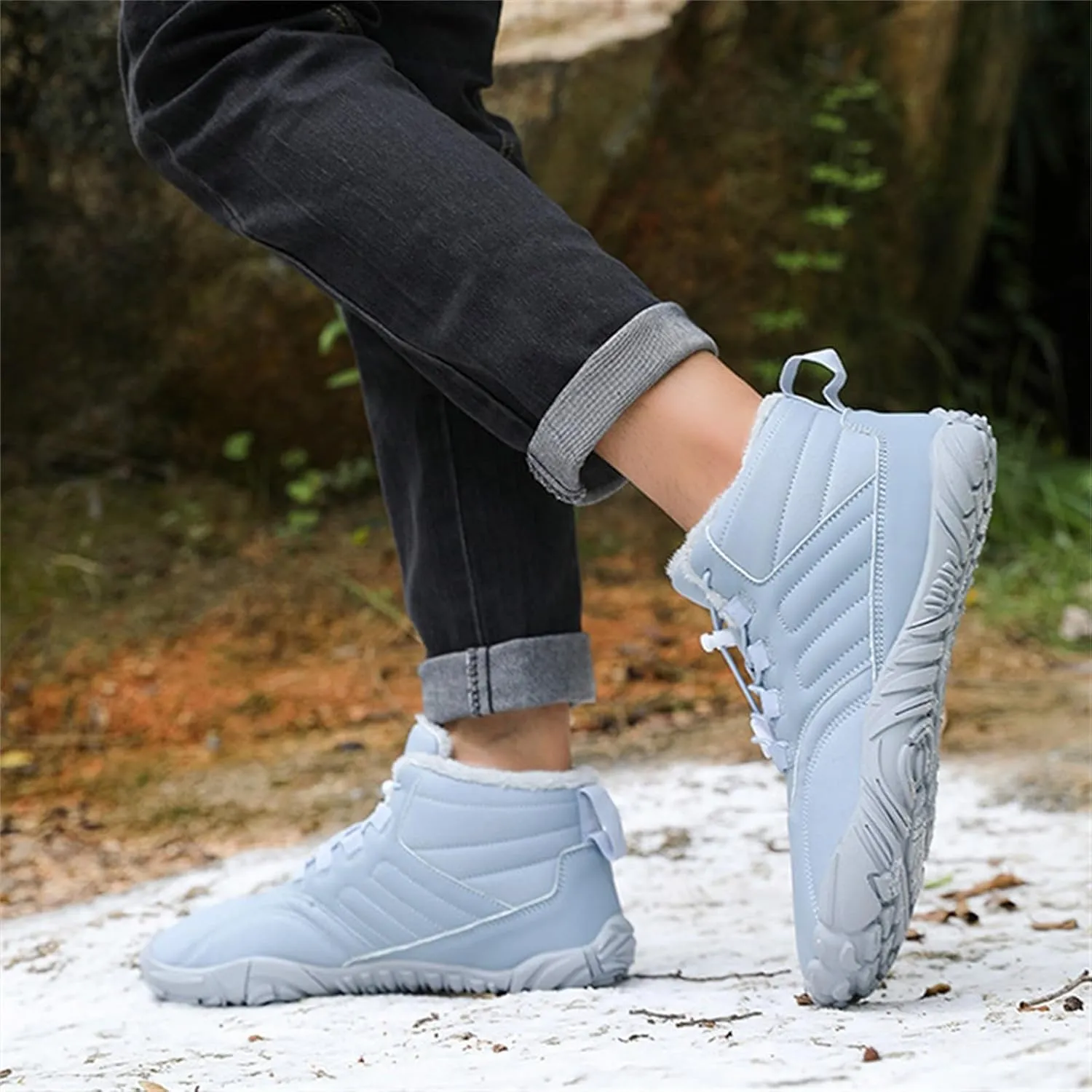 Work Boots for Men Cowboy Style Hiking Sneakers Shoes with Fur Lined Working Shoes for Women Wide Width Waterproof Platform Shoes Work Hike Grounded Footwear