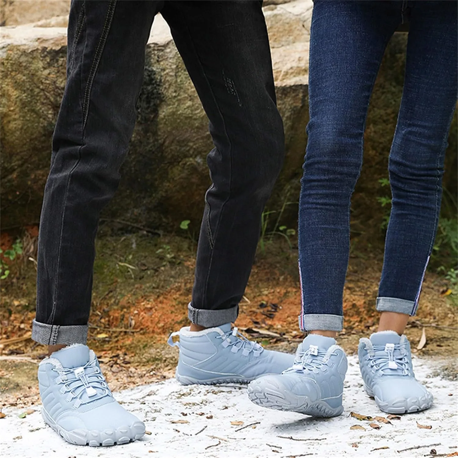 Work Boots for Men Cowboy Style Hiking Sneakers Shoes with Fur Lined Working Shoes for Women Wide Width Waterproof Platform Shoes Work Hike Grounded Footwear