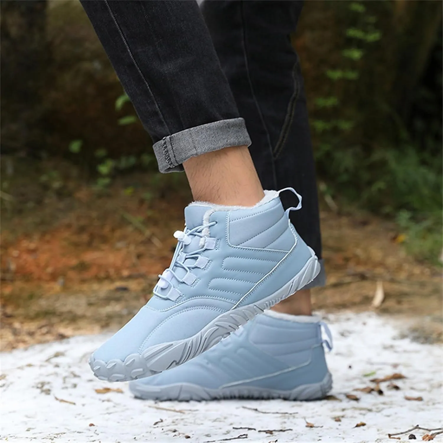 Work Boots for Men Cowboy Style Hiking Sneakers Shoes with Fur Lined Working Shoes for Women Wide Width Waterproof Platform Shoes Work Hike Grounded Footwear