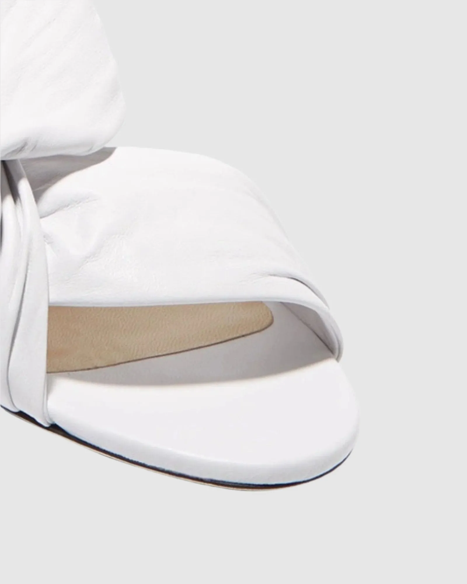 Yank Leather Lace Up Sandals In White